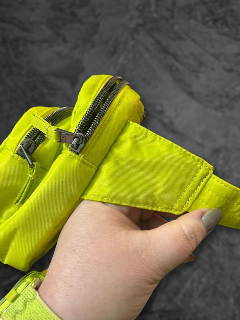 Lug Classic Quilted Belt Bag Crossbody Double Back in Lemon Lime Green - Picture 4 of 15